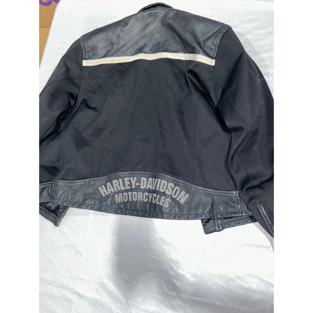 Harley Davidson Mens 2002 Media Leather Textile Motorcycle Jacket Black Medium